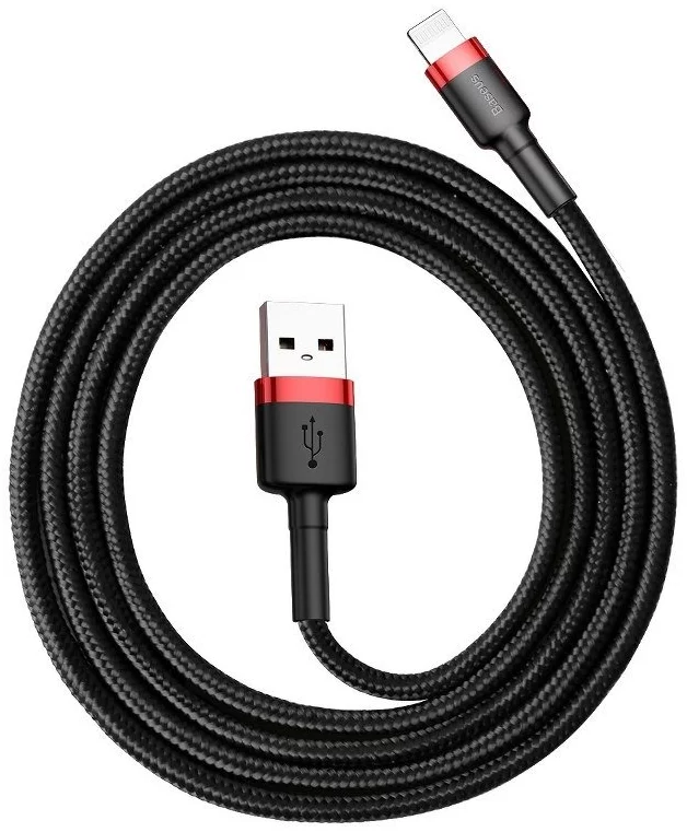 Baseus Cafule 2.4A iPhone Data Cable (1M) - Red + Black