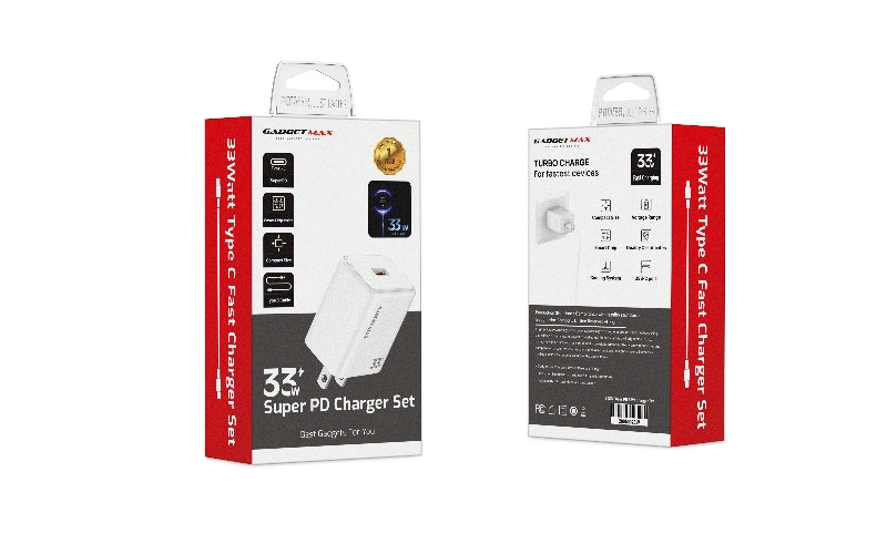 GADGET MAX - GC03 Super PD 33W Fast Charger Set - White