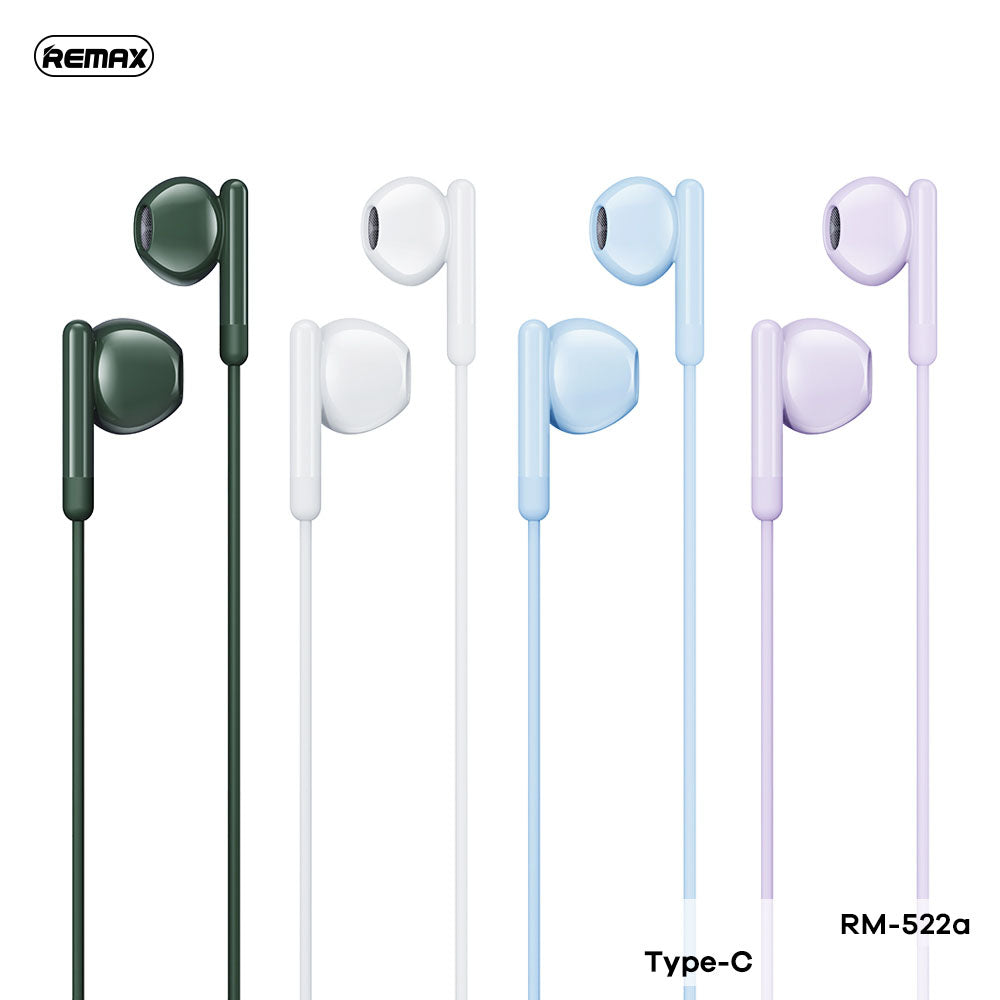 REMAX RM-522A Type-C Wired Earphones for Music & Call(Blue)