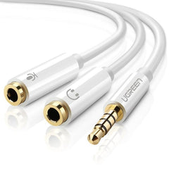 UGREEN - AV141 3.5mm Male to 2 Female Audio Cable ABS Case Splitter for Mic - White