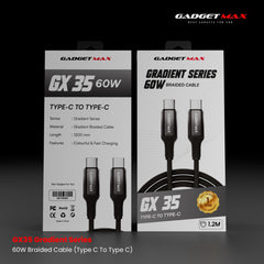 Gadget Max - GX35 C-C Gradient Series PD Fast Charging Data Cable (60W) - Black