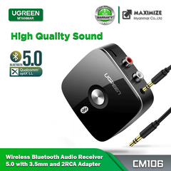 Ugreen CN106 Wireless Bluetooth Audio Receiver 5.0/5.1 with 3.5mm and 2RCA Adapter