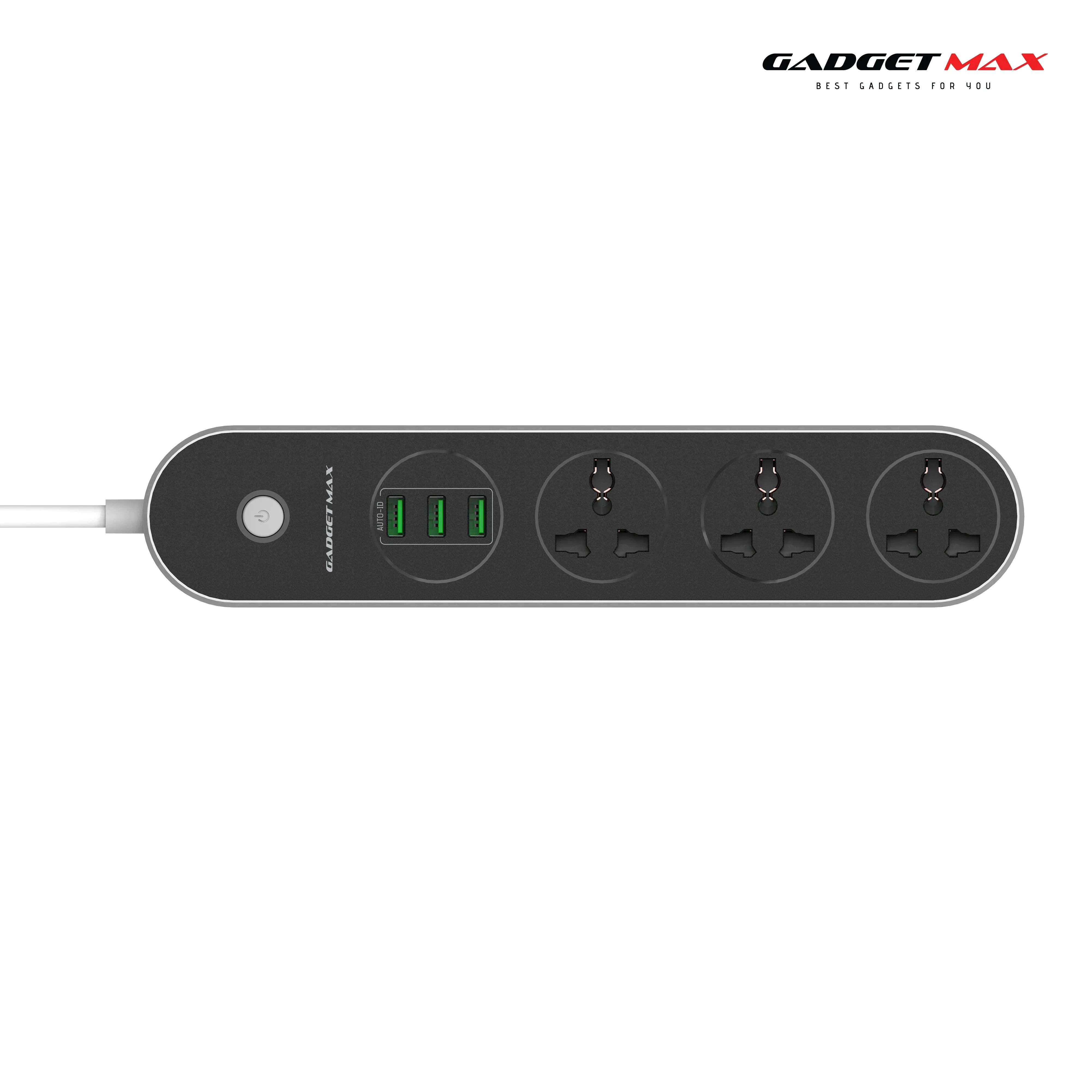 GADGET MAX GMSC03 2500W 3USB AND 3 AC OUTLETS  MULTI-SOCKET WITH 6.5 FEET CABLE LENGTH