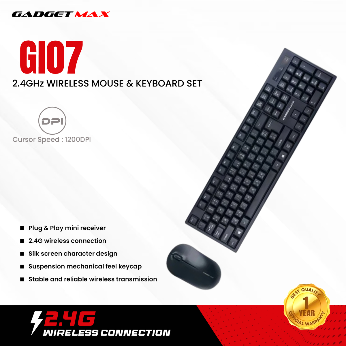 GADGET MAX GI07 2.4GHz WIRELESS MOUSE & KEYBOARD SET