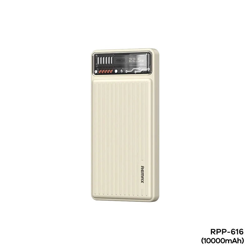 REMAX RPP-616 10000mAh RESION SERIES 20W+22.5W PD+QC FAST CHARGING POWER BANK (INPUT-TYPE-C) (OUTPUT-USB/TYPE-C)-White