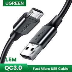 Ugreen US289 USB 2.0A to Micro USB Cable Nickel Plating 1.5M - Black