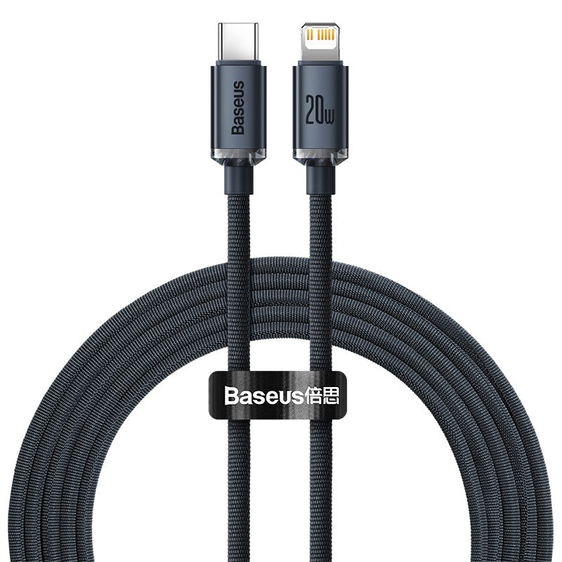 (Buy 1 Get 1) Baseus Crystal Shine Series 20W Type-C to iPhone Fast Charging Data Cable (2M) - Black