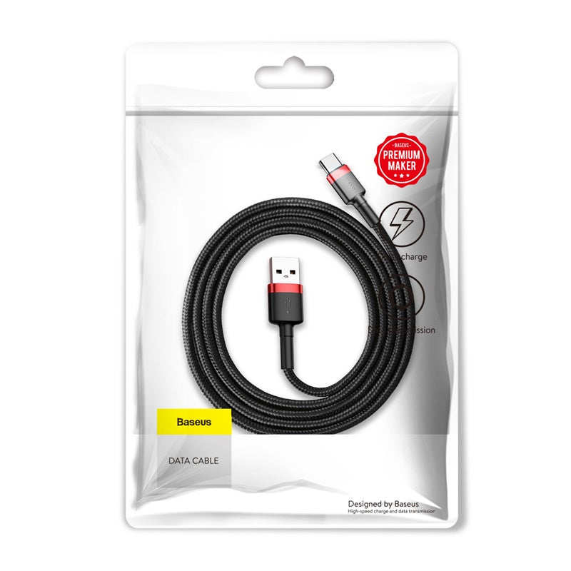 (Buy 1 Get 1) Baseus Cafule 3A Type-C Cable (1M) - Red + Black