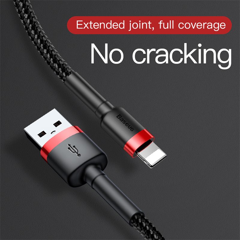 Baseus Cafule 2.4A iPhone Data Cable (1M) - Red + Black