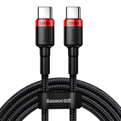 (Buy 1 Get 1) Baseus Cafule PD 2.0 100W 20W 5A Type-C to Type-C Flash Charging Data Cable (2M) - Red + Black