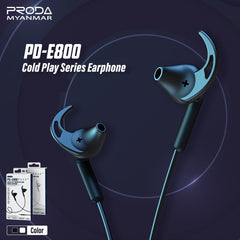 PRODA PD-E800 COLDPLAY SERIES Earphone 3.5MM WIRED EARPHONE , BEST WIRED EARPHONE WITH MIC, 3.5mm JACK WIRED EARPHONE, UNIVERSAL 3.5MM JACK WIRED EARPHONE