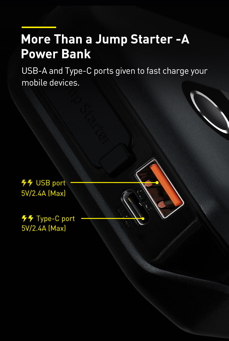 BASEUS 10000MAH POWER BANK WITH SUPER ENERGY AIR CAR JUMP STARTER, 10000mAh Power Bank with Air Car Jump Starter