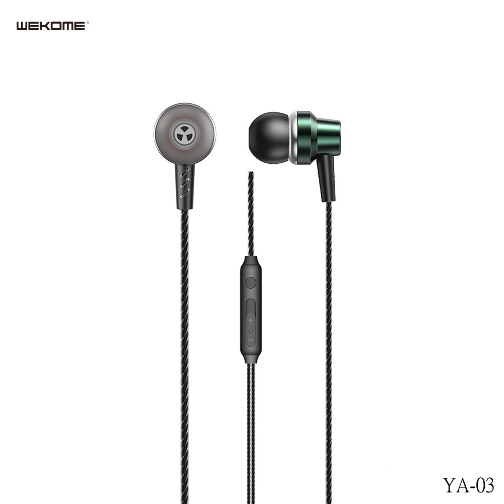 WK YA03 3.5MM UPINE SERIES WIRED EARPHONE ,Earphone , Wired Earphone , Best wired earphone with mic , Hifi Stereo Sound Wired Headset , sport wired earphone , 3.5mm jack wired earphone , 3.5mm headset for mobile phone , universal 3.5mm jack wired earphone