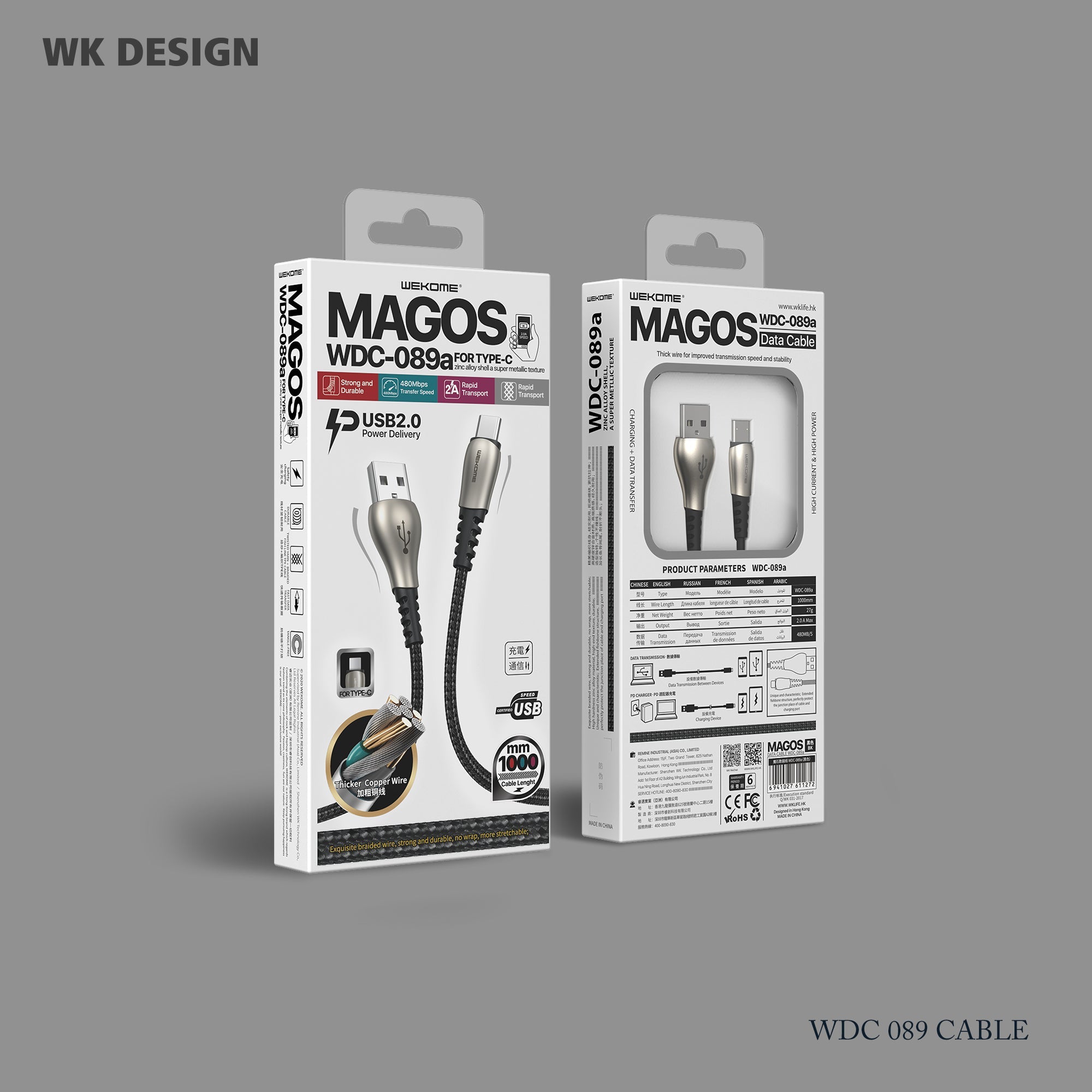 WK MAGOS DATA CABLE FOR MICRO (WDC-089M) , Cable , Micro Cable , Micro Charging Cable , Micro USB Cable , Android charging cable , USB Charging Cable , Data cable for Samsung , Huawei , Xiaomi , Fast Charging Cable , Quick Charge Cable