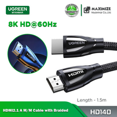 UGREEN HD140 HDMI 2.1 Cable 8K/60Hz 4K/120Hz for Xiaomi Mi Box HDMI2.1 Cable 48Gbps HDR10+ HDCP2.2 for PS4 HDMI Splitter 8K HDMI Cable Length 1.5M