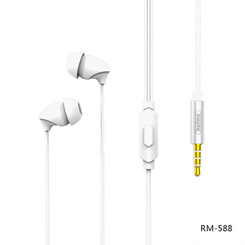 REMAX RM-588 Earphone 3.5MM  Wired Earphone ,Best wired earphone with mic ,Hifi Stereo Sound Wired Headset ,sport wired earphone ,3.5mm jack wired earphone ,3.5mm headset for mobile phone ,universal 3.5mm jack wired earphone