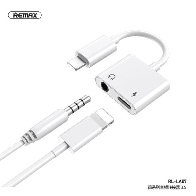 REMAX RL-LA07 2.0A CONCISE SERIES 3.5MM & LIGHTNING AUDIO ADAPTER,Phone Audio Adapter,iPhone 7 Adapter,iPhone 8 plus Headphone Jack,Lightning to 3.5 mm,Audio Connector for iPhone 7/8/8 plus/X/XS/XR /11/11 Pro/11 Pro Max/12/12 Pro/12 Pro Max  Audio Adapter