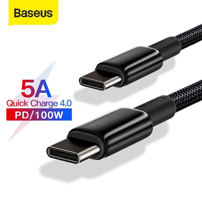 (Buy 1 Get 1) Baseus Tungsten Gold 100W Type-C Fast Charging Data Cable (1M) - Black