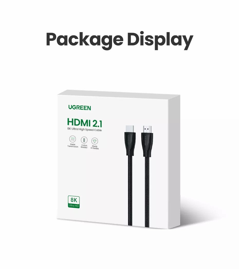 UGREEN HD140 HDMI 2.1 Cable 8K/60Hz 4K/120Hz for Xiaomi Mi Box HDMI2.1 Cable 48Gbps HDR10+ HDCP2.2 for PS4 HDMI Splitter 8K HDMI Cable Length 1.5M