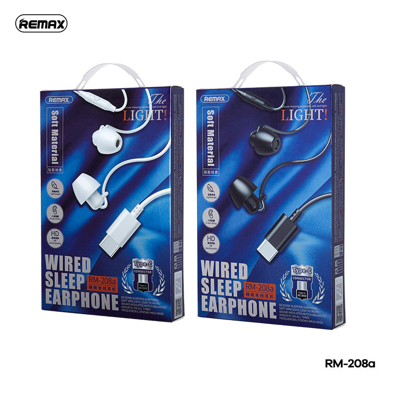 REMAX RM-208A TYPE-CWIRED SLEEP EARPHONEFOR MUSIC & CALL(1.2M)