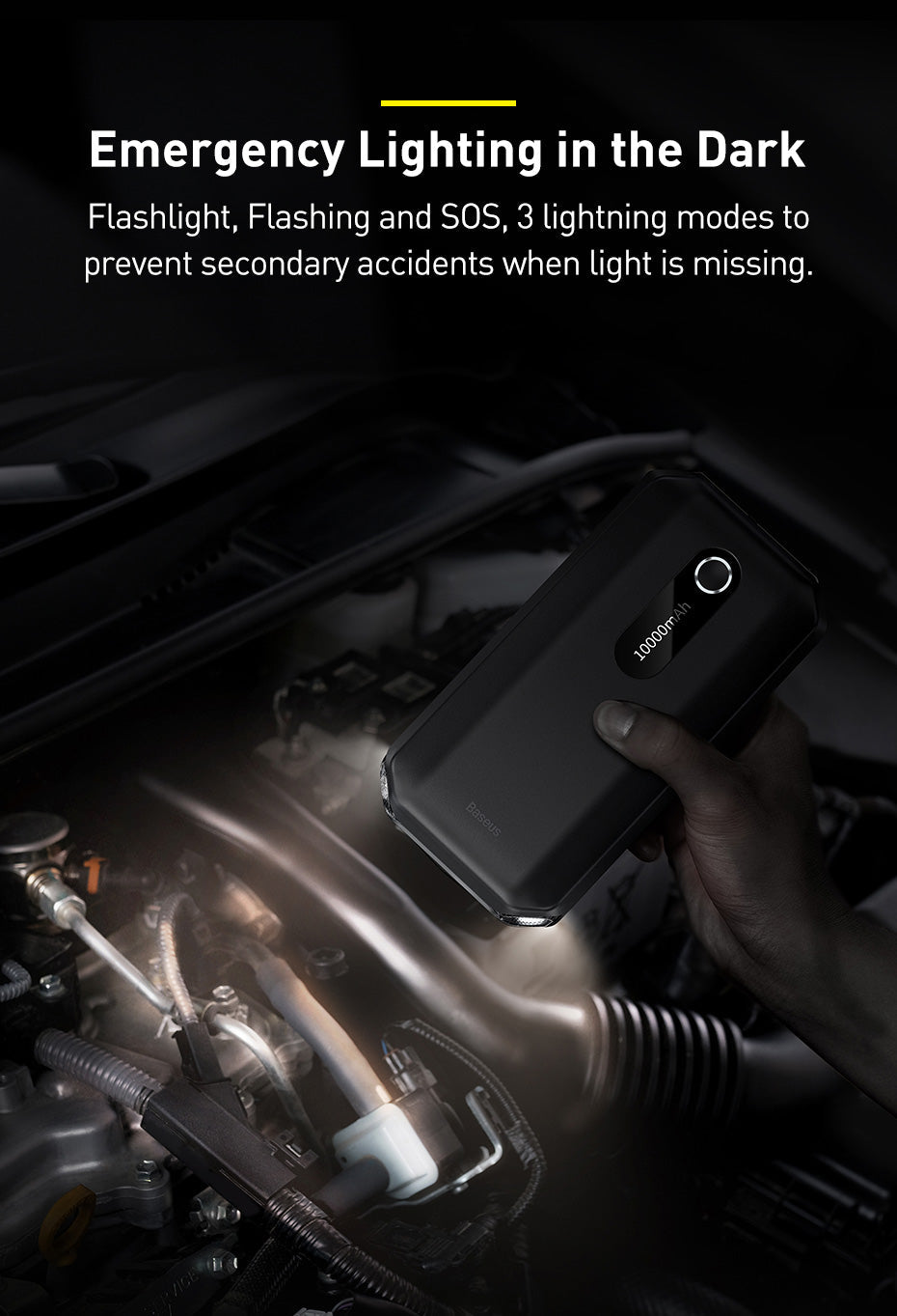 BASEUS 10000MAH POWER BANK WITH SUPER ENERGY AIR CAR JUMP STARTER, 10000mAh Power Bank with Air Car Jump Starter