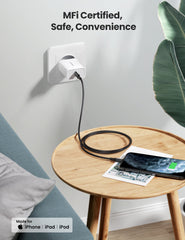 UGREEN USB-C TO LIGHTNING (PD) FAST CHARGING 3.0A MFI CABLE M/M  RUBBER SHELL / NECLE PLATING 1M - BLACK