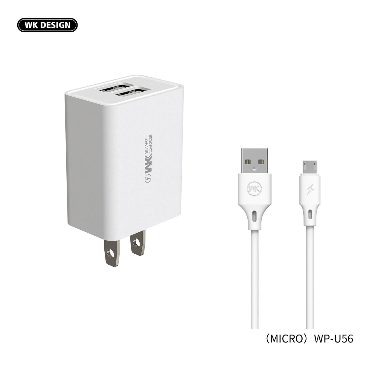 WK WP U56M Dual USB Charger For Micro  - White