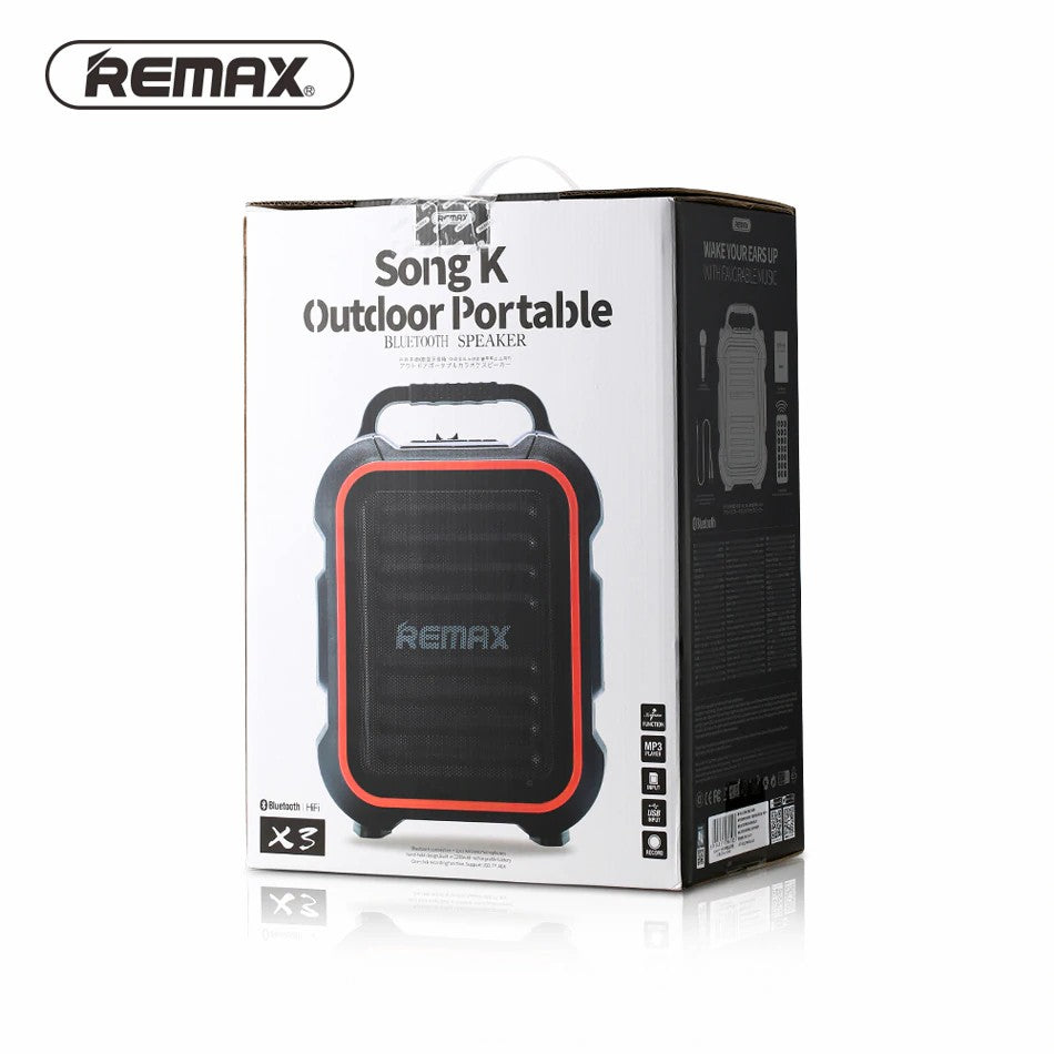 REMAX RB-X3 SOUND K OUTDOOR PORTABLE BLUETOOTH SPEAKER,Speaker,Wireless Speaker,Desktop Speaker, Portable Speaker,Mini Bluetooth Speaker,wireless speaker for Phone,Computer ,Music,Tablet,Bluetooth Speaker with SD Card,Flash Drive,Aux,RGB