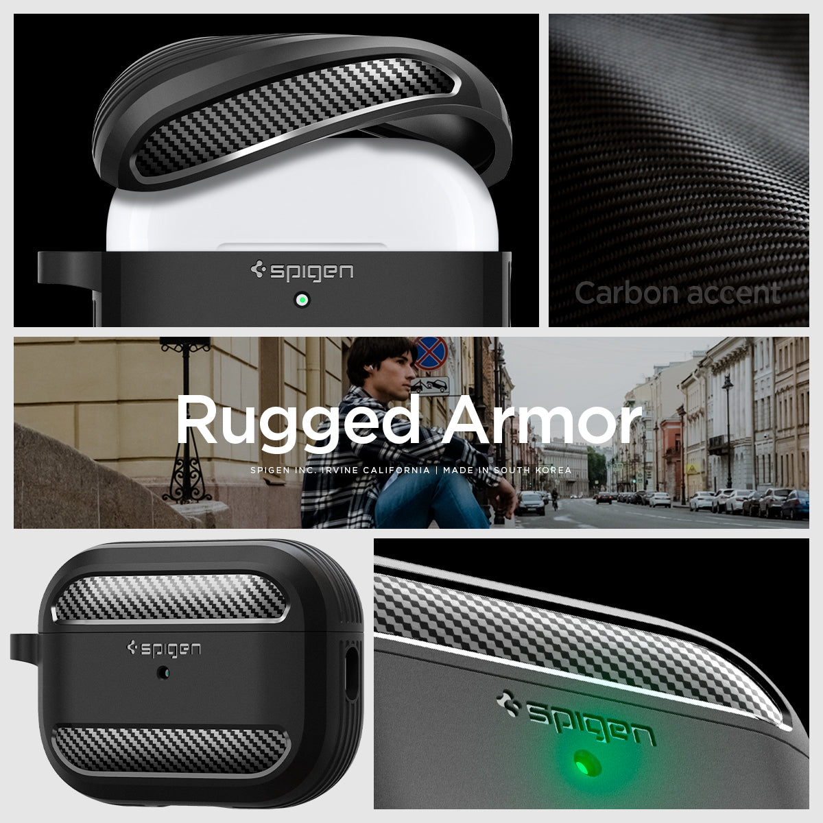 Spigen AirPods Pro (2nd Gen) Rugged Armor Series - Matt Black