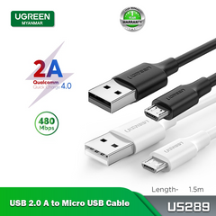 Ugreen US289 USB 2.0A to Micro USB Cable Nickel Plating 1.5M - Black