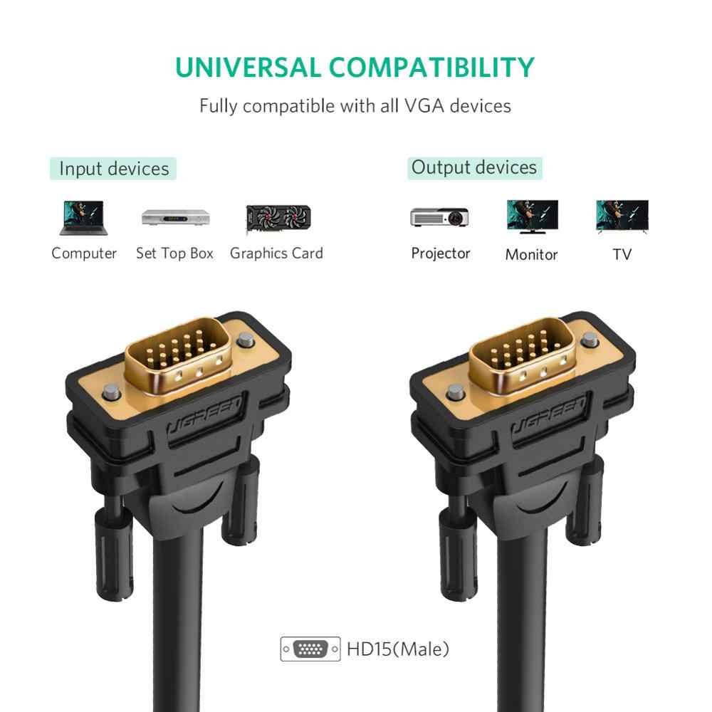 UGREEN VG101 VGA Male to Male Cable 1080P Cabo 15 Pin Cord Wire for Computer Monitor Projector VGA Cable - 1M