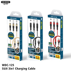 WK WDC-125TH SUJI SERIES 2.0A 3 IN 1 CHARGING CABLE - Black