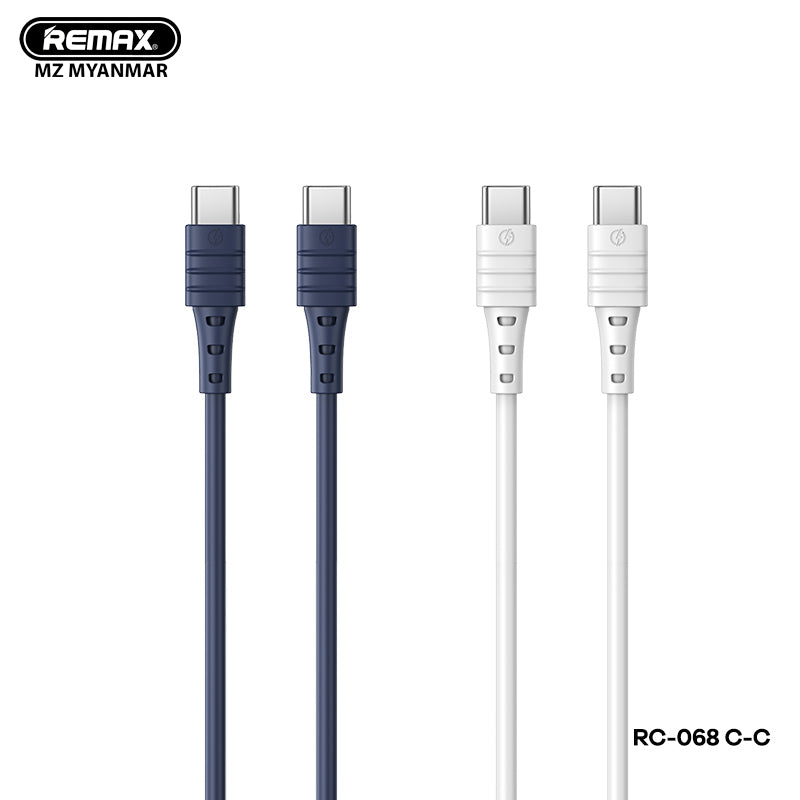 REMAX RC-068 C-C ZERON SERIES 65W PD FAST-CHARGING DATA CABLE TYPE-C TO TYPE-C (1M), 65W PD Cable, Fast Charging Cable, Type-C Cable, Data Cable