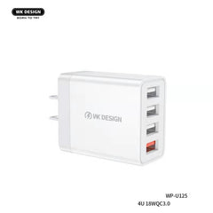 WK WP-U125 UPINE SERIES 18W 4USB CHARGER ONLY QC3.0 (US)(18W), 4USB Charger, 18W Charger