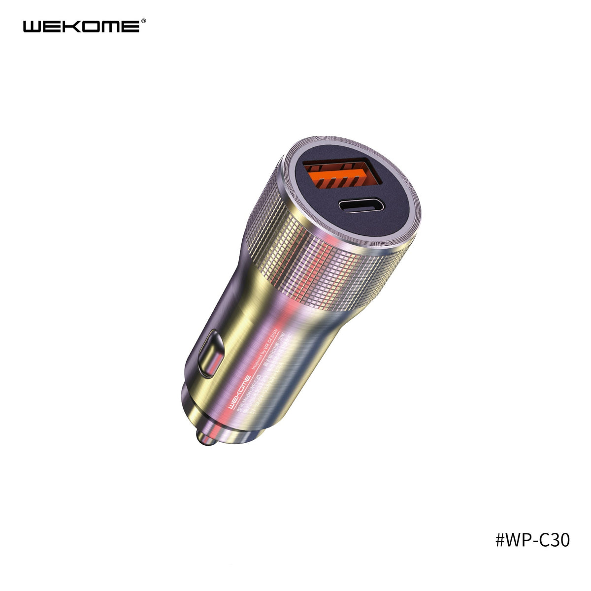 WK WP-C30 FLASH SERIES PD 20W A+C SUPER FAST CAR CHARGER (USB-1/PD-1), 20W Car Charger, PD Car Charger, Super Fast Car Charger