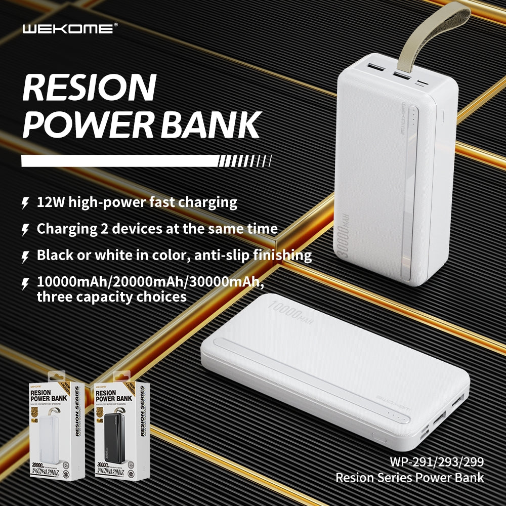 WEKOME WP-299 30000MAH RESION SERIES POWER BANK (2.4A) - Black