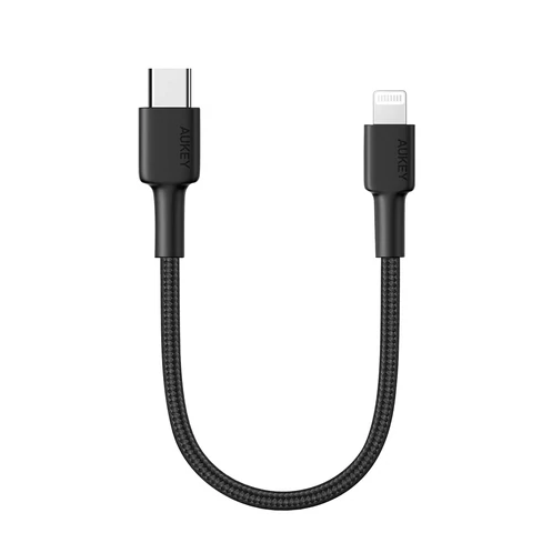 AUKEY CB-CL12 Impulse MFI Braided Nylon USB C To Lightning Cable - 18cm, Lighting Cable, iPhone Cable, MFI Cable