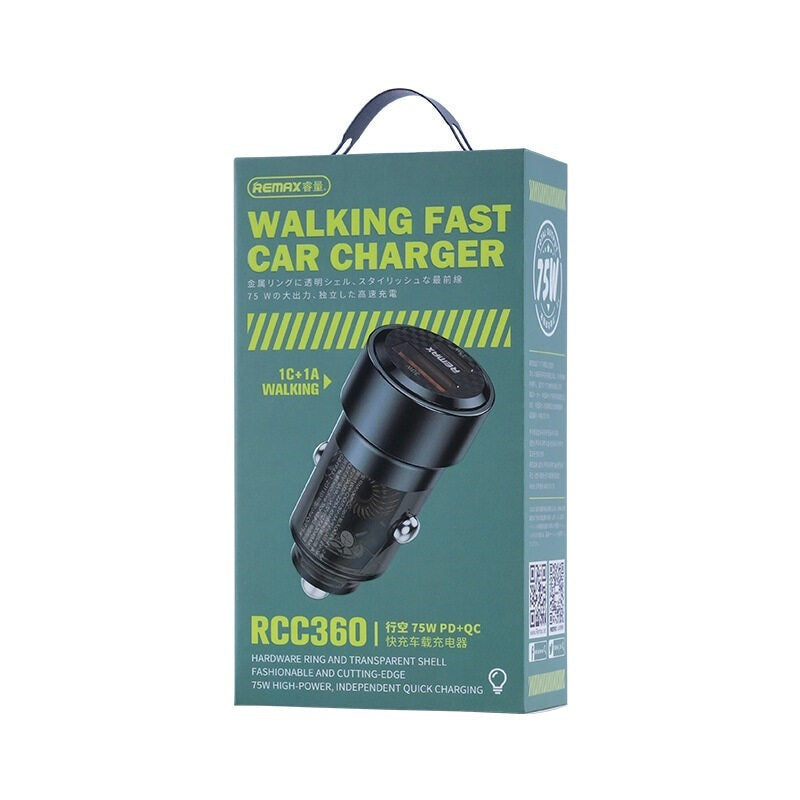 REMAX RCC360 WALKING SERIES 75W PD+QC 1C+1A FAST CAR CHARGER