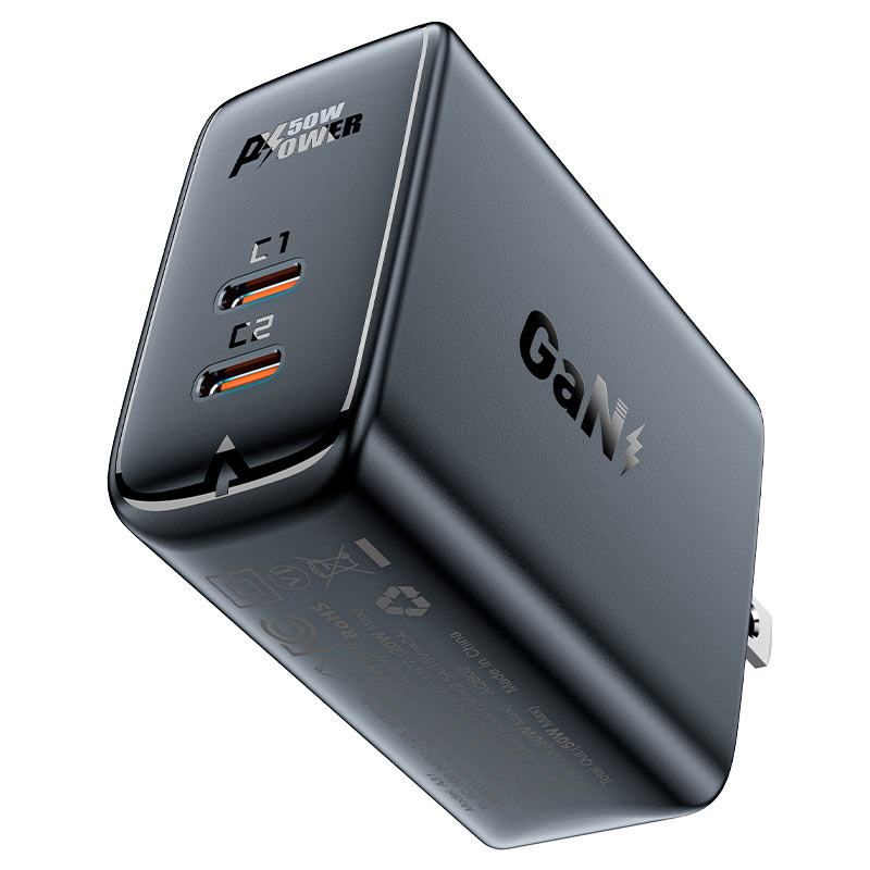 ACEFAST A31 PD 50W GAN (USB-C+USB-C) DUAL PORT CHARGER - BLACK