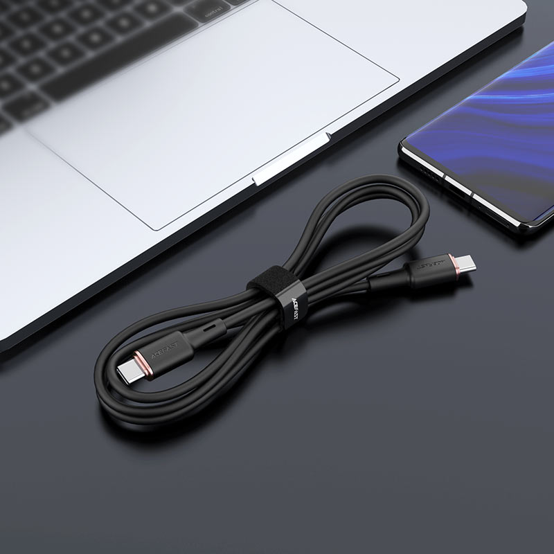 ACEFAST C2-03 USB-C TO USB-C ZINC ALLOY SILICONE CHARGING DATA CABLE (60W MAX)(1.2M) - BLACK