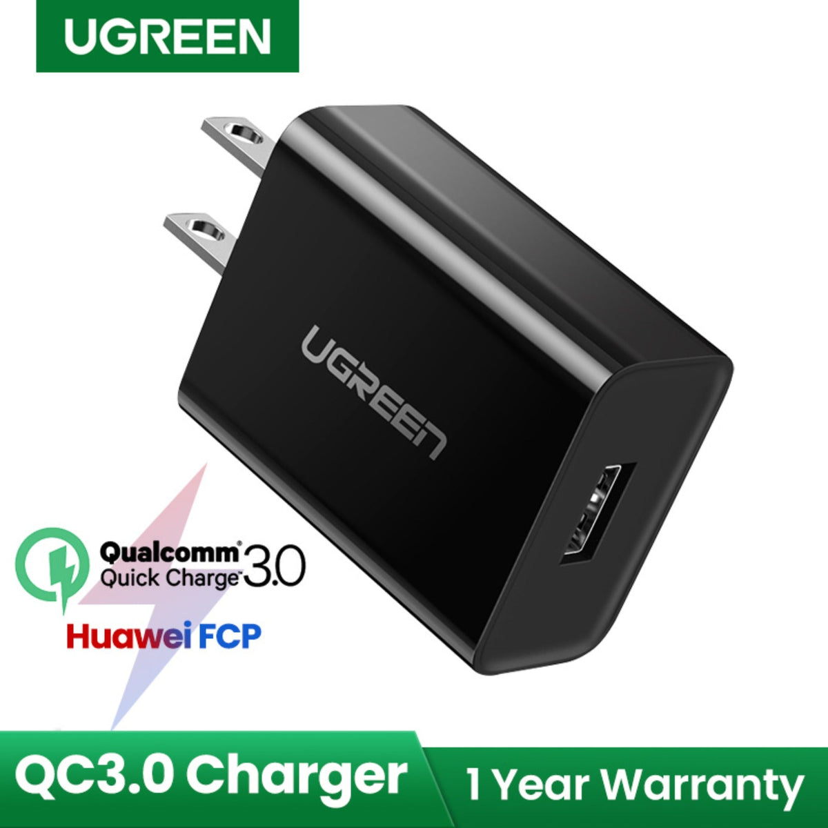 Ugreen USB 18W Charger Only QC 3.0 Fast Charging Power Adapter