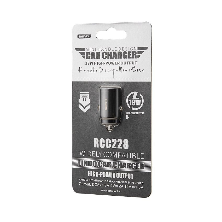 REMAX RCC228 LINDO SERIES SINGLE TYPE-C 18W CAR CHARGER RCC228 (3A),Car Charger,Car Charger Adapter,USB Car Charger,Fast Car Charger,Car charger for Micro,iPhone,Type C ,Lightning Car Charger,Android Car Charger,Cigarette Lighter iPhone Car Charger
