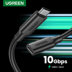 UGREEN US353 USB-C/M TO USB-C/F GEN2 5A EXTENSION CABLE (1M)(5A), USB-C/M TO USB-C/F Extension, USB-C/M TO USB-C/F 5A Extension Cable